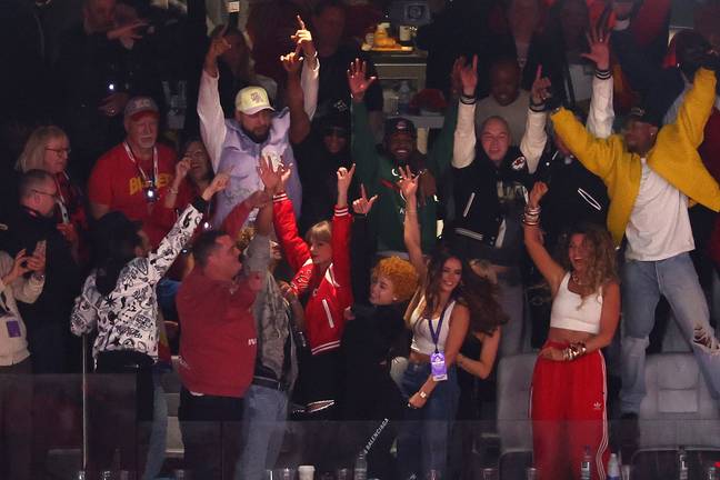 Taylor and her celebrity gal pals celebrating the Chiefs' win. Credit: Michael Reaves/Getty