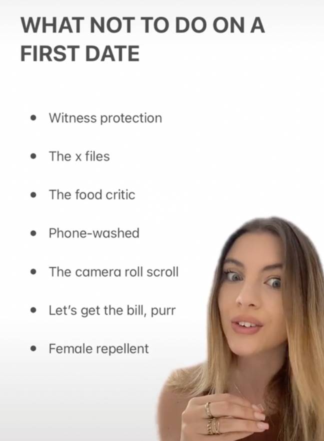 This TikToker had viewers divided over her first date tips. Credit: TikTok/@chloetayloruk