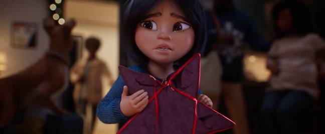 The Gift is a three-minute animated short that shines a spotlight on the comfort that storytelling brings families during times of change and how it strengthens their bonds through togetherness. Credit: Disney