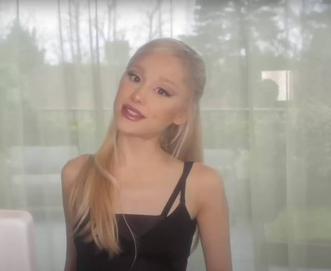 Ariana Grande took to YouTube to have a sit-down chat about r.e.m. beauty. Credit: YouTube/r.e.m. beauty