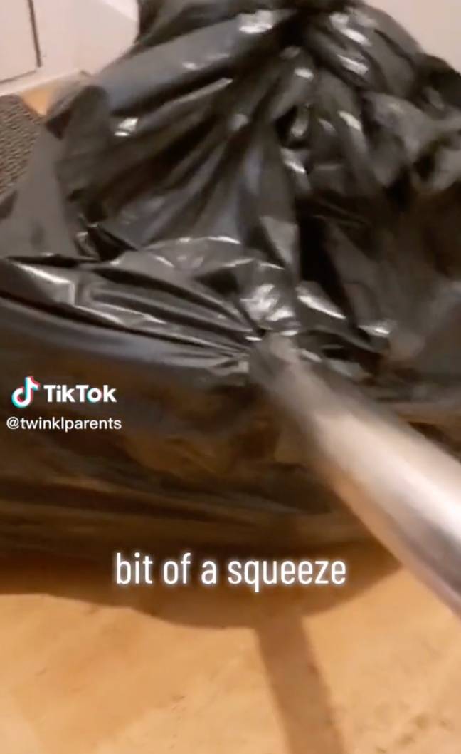 This bin hack is completely genius. Credit: TikTok / @twinklparents