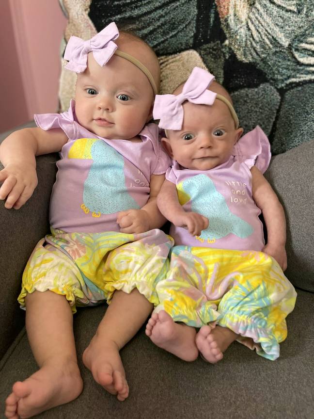 Mila now weighs 12lbs and Reagan 7lbs 5oz. Credit: SWNS