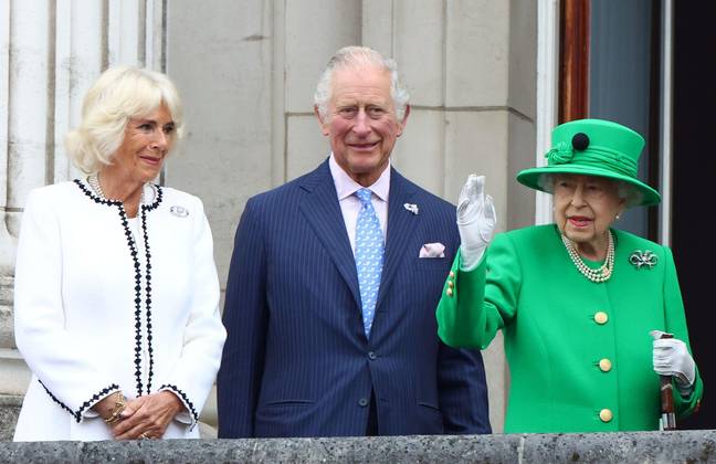 Queen Elizabeth with Prince Charles and Camilla during the Platinum Jubilee Pageant. Credit: REUTERS/Alamy Stock Photo