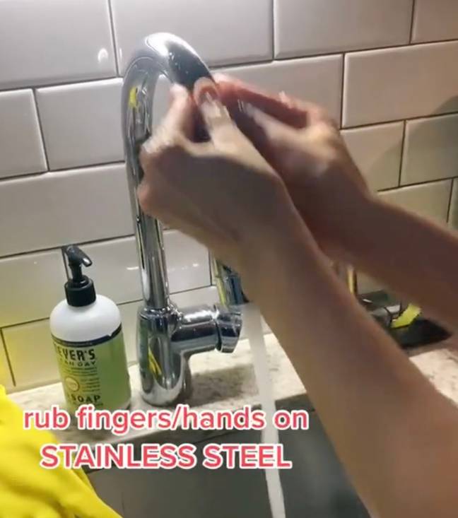 This simple trick will help get that smell off your hands. Credit: @thelifebath/TikTok