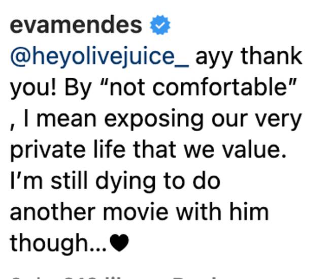 Mendes explained she values her private life. Credit: Instagram/@eva.mendes