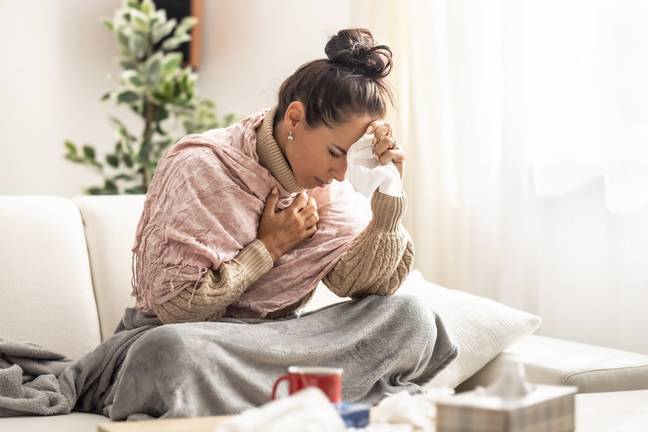 A sore throat is a symptom of Covid, the flu and a cold. Credit: SimpleImages / Getty Images