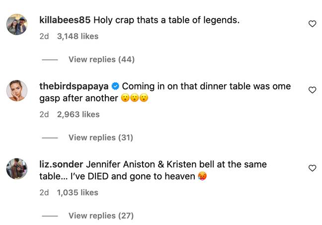 People are calling the dinner party a 'table of legends'. Credit: Instagram/@kristenanniebell