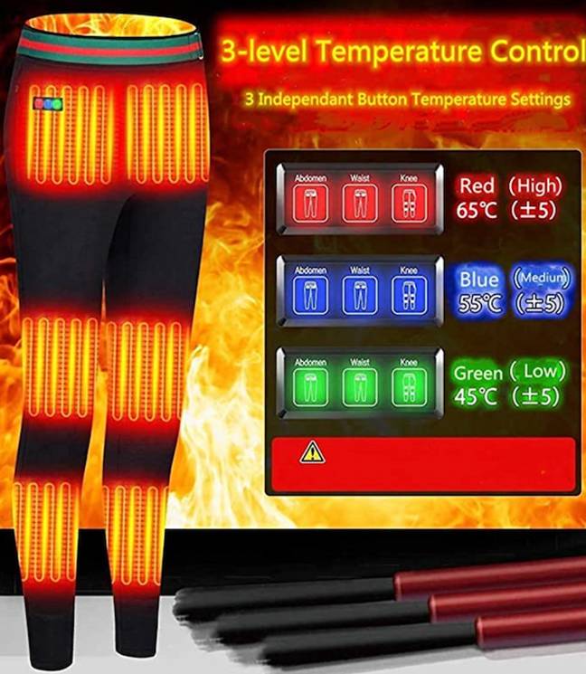 These USB heated leggings don't just keep you warm, but can relieve pain, promote metabolism, and promote blood circulation. (Credit: Amazon)