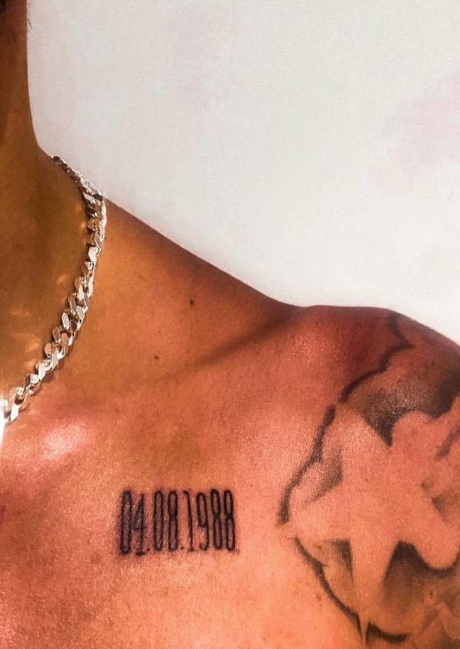 The tattoo is Tom Parker's birthday. Credit: @maxgeorge/Instagram