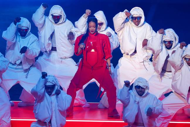 Rihanna performs during the Apple Music Super Bowl LVII Halftime Show at State Farm Stadium in 2023. Credit: Getty  