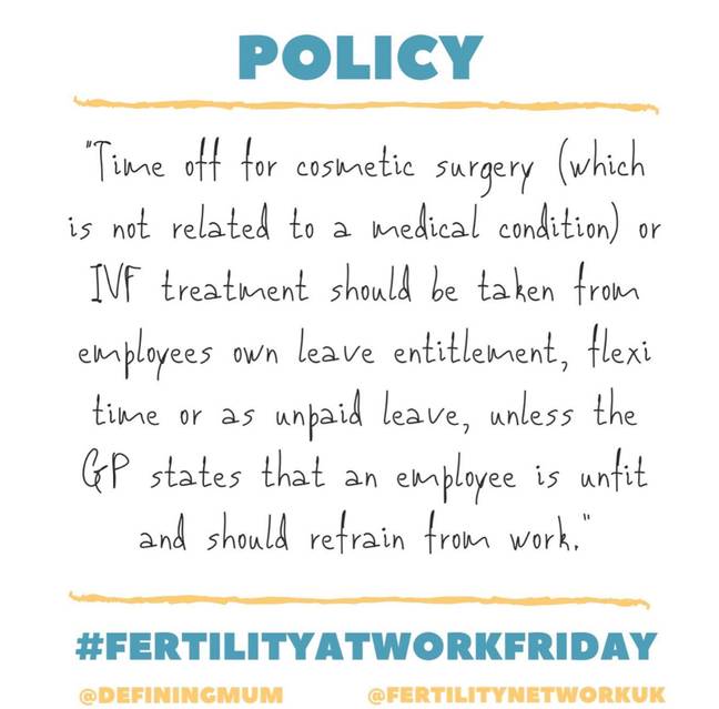An example of a workplace's fertility policy. Credit: @definingmum/Instagram