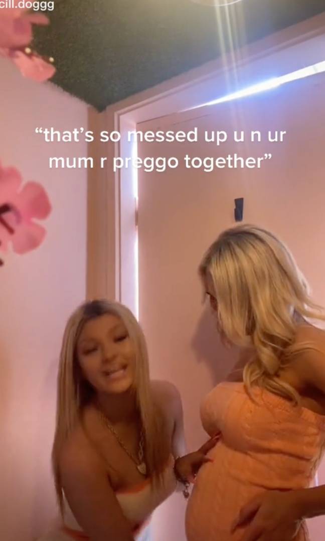 Priscilla shared the video of her and her mum, who are both pregnant. Credit: TikTok/@cill.doggg