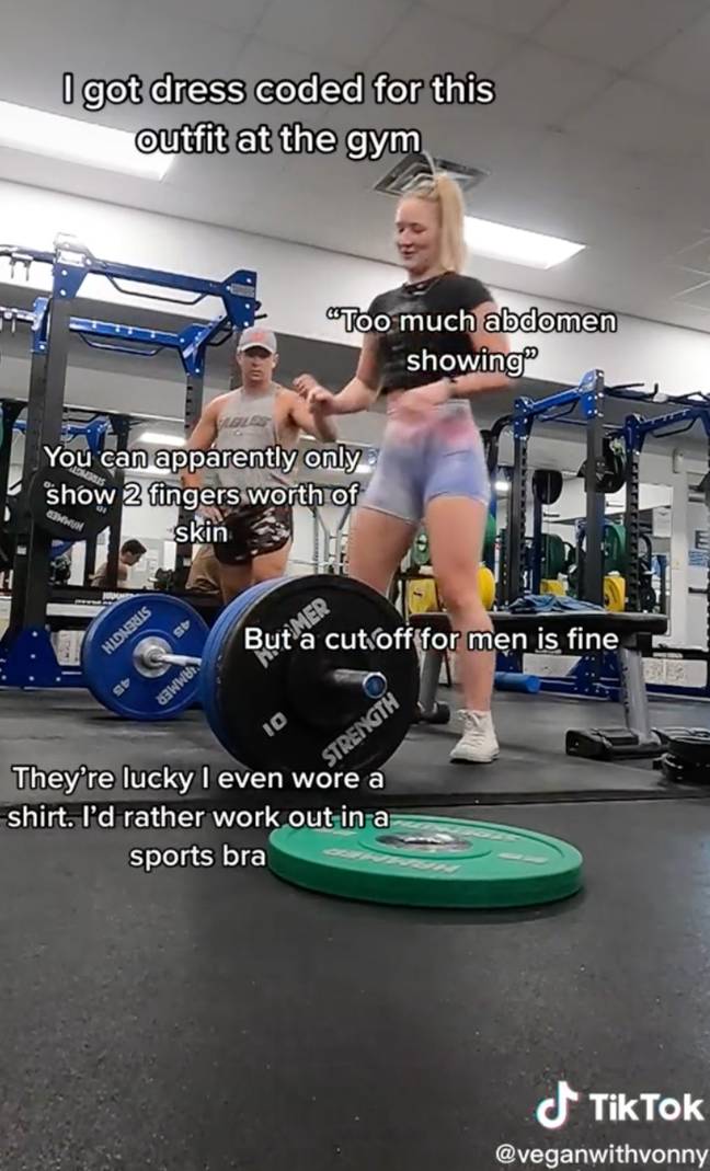 Another TikToker named Vonny also took to social media recently to reveal they’d been ‘dress-coded’ at the gym. Credit: TikTok/@veganwithvonny