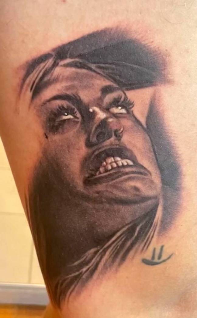 Jarrod Grove got a hilariously unflattering tattoo of his wife Tegan. Credit: Caters News Agency