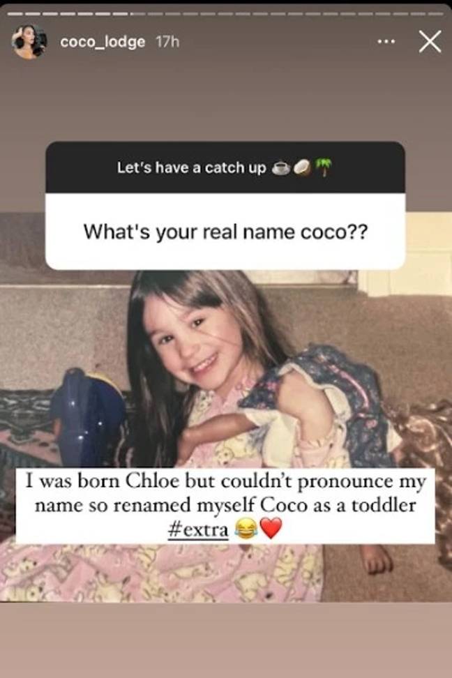 Coco has revealed her real name. Credit: Instagram/@coco_lodge