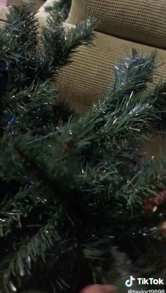 This hack shows how to make your Christmas tree look fuller. Credit: TikTok / @taylor19898