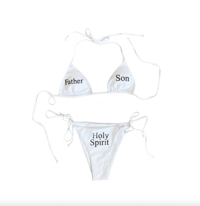 Many have found the Holy Trinity bikini offensive. Credit: Praying