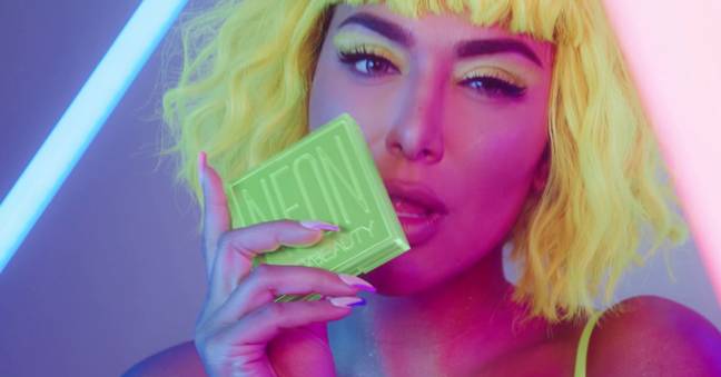 Huda Kattan appeared in the Neon Obsessions campaign wearing the product on her eyes. Credit: Huda Beauty