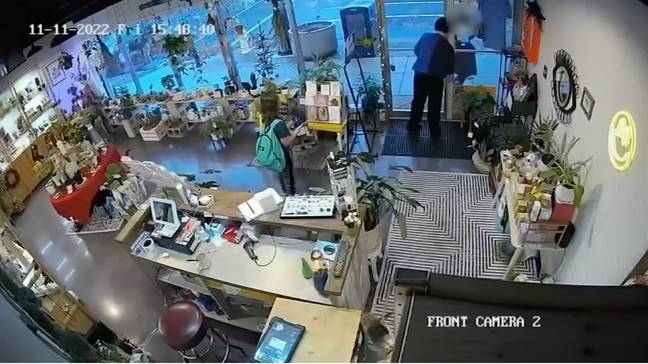 The woman left after the cashier shut and locked the door. Credit: 6abc Philadelphia/ YouTube