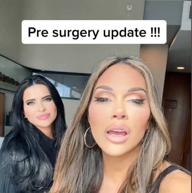 Nasrin gave fans a final look at her face before going under the knife. Credit: TikTok/@aestheticcliniclondon
