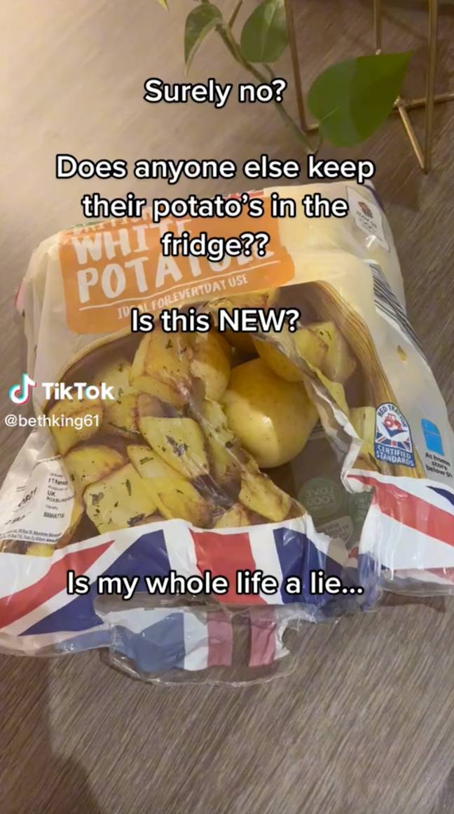 One woman sparked quite the debate online over how to properly store your potatoes. Credit: TikTok/@bethking61