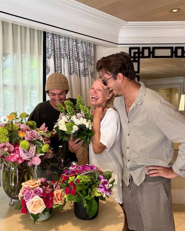The 56-year-old with her two sons, Brandon and Dylan. Credit: Instagram/@pamelaanderson