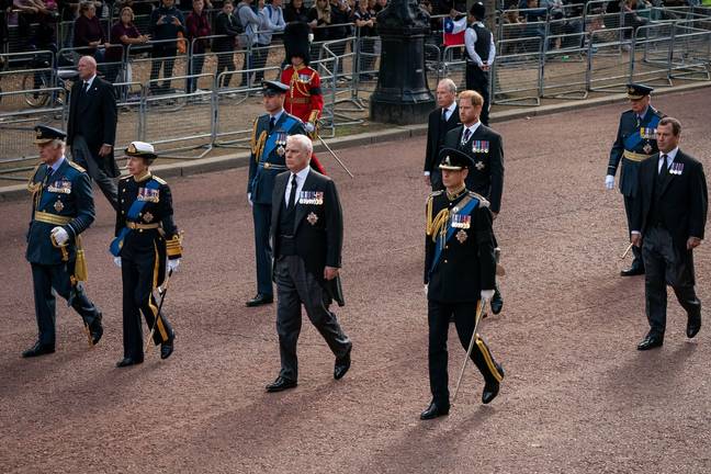 Earl of Snowdon [center rear] joined senior royals in the procession. Credit: PA Images / Alamy Stock Photo