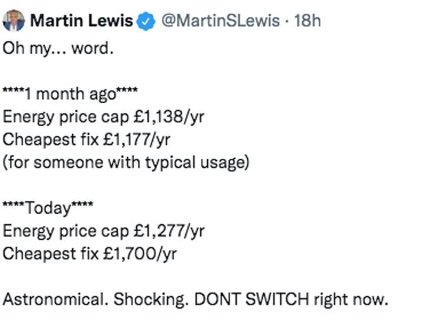 Martin told people not to switch (Credit: Twitter)