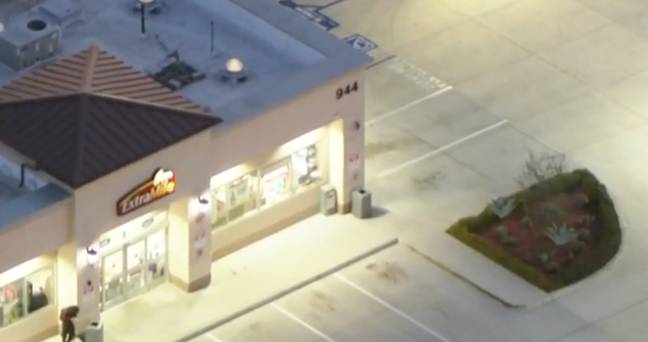 The baby had been found in the bin of a petrol station bathroom. Credit: CBS Los Angeles