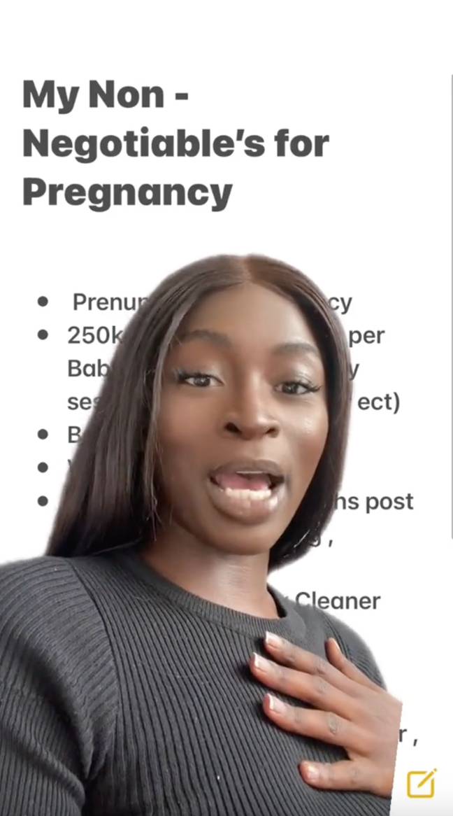 Jenny shared her 'non-negotiables' for pregnancy. Credit: TikTok/@_lifeofjenny_