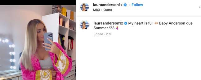 Laura updated her caption a week after the announcement. Credit: @lauraanderson1x/Instagram