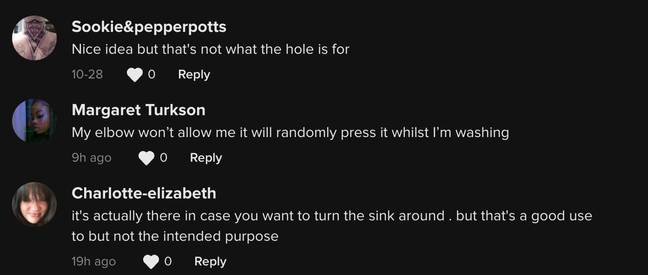 Some users noted the circle is actually used for when you want the sink the other way round. Credit: @kyran/ TikTok