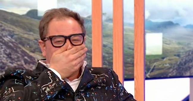 Alan Carr let out a loud gasp when the incident unfolded. (Credit: BBC)