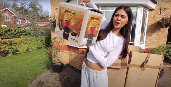 Emily even spotted a huge Nespresso box inside. Credit: YouTube/Emily Canham