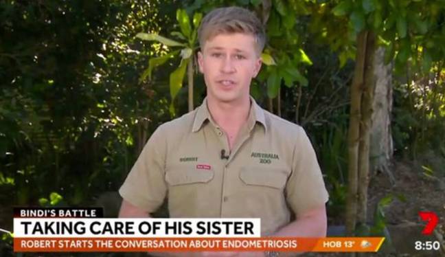 Robert Irwin has spoken out about his sister's journey with endometriosis. Credit: 7News