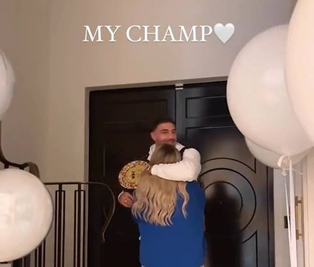 Molly-Mae welcomed Tommy Fury home after his boxing win. Credit: Instagram/@mollymae