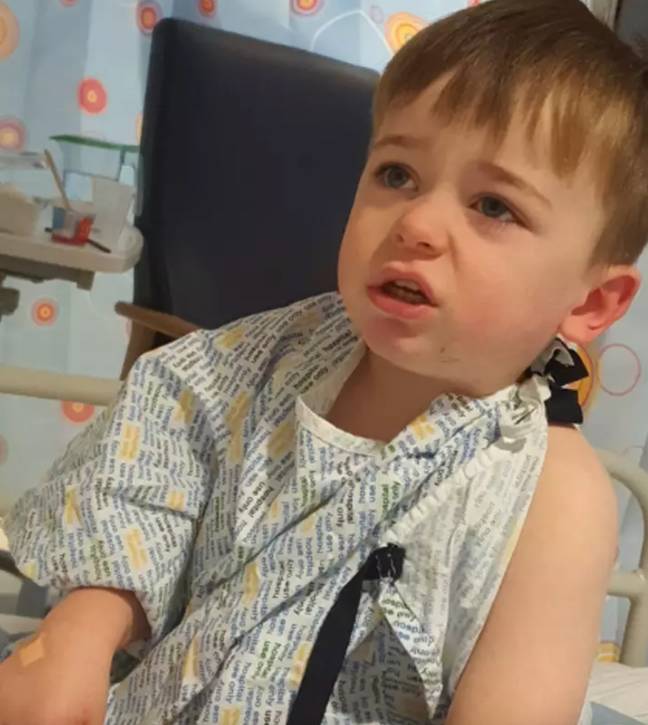 Three-year-old Angus was also rushed to hospital following probable glycerol toxicity. Credit: Kennedy News and Media