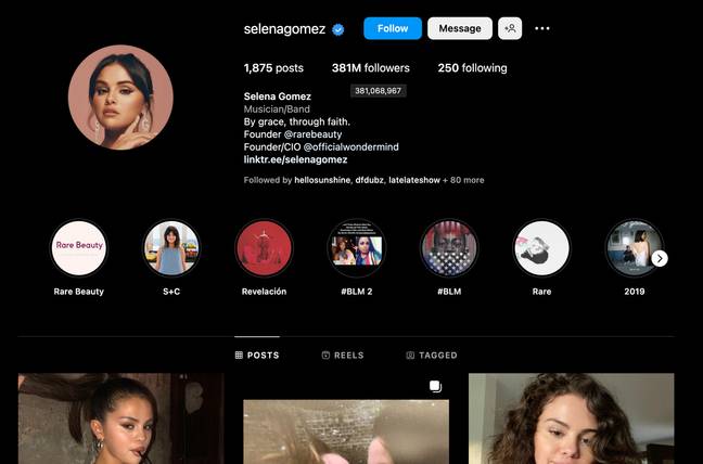 Selena Gomez is Instagram's current most-followed woman. Credit: @selenagomez/ Instagram