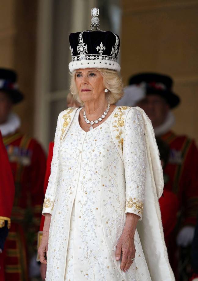 Camilla's dress had some nods to her nearest and dearest. Credit: Associated Press / Alamy Stock Photo