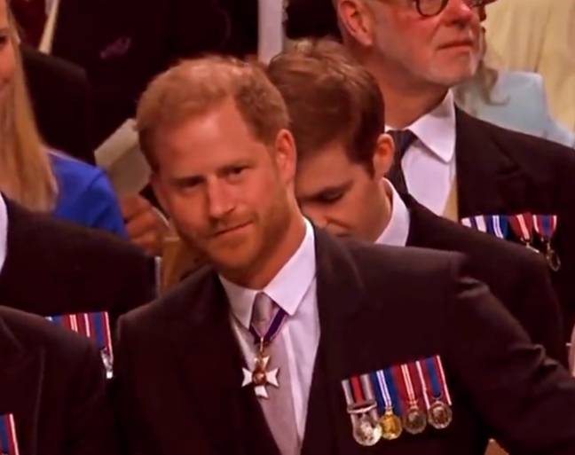 Prince Harry attended the coronation alone. Credit: BBC
