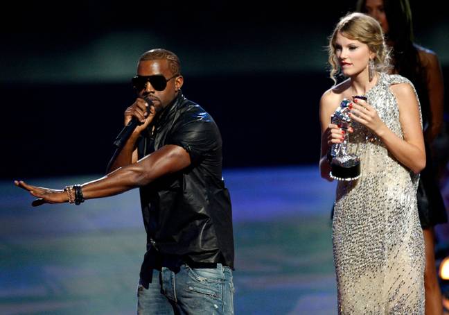 Kanye West interrupting Taylor Swift's speech. Credit: REUTERS / Alamy Stock Photo