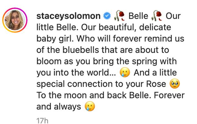 The TV host posted a loving tribute to her newborn. Credit: Instagram/staceysolomon