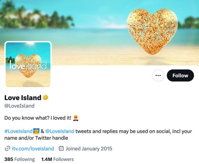 Love Island fans think they have spotted a clue on the show’s official social media account. Credit: Twitter/@LoveIsland