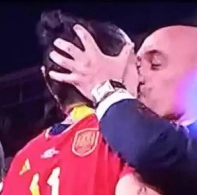 Luis Rubiales kissed Jenni Hermoso after Spain defeated England. Credit: BBC