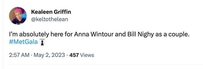 Fans are convinced Nighy and Wintour have confirmed their relationship. Credit: Twitter/@keltothelean