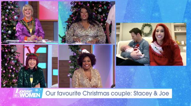 Stacey Solomon and Joe Swash spoke to the Loose Women ladies about baby Rose.(Credit: ITV)