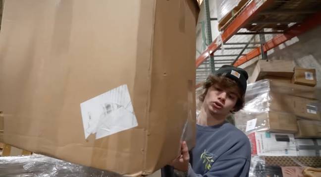 There were all kinds of huge boxes in the pallet. Credit: YouTube/ConnorTV