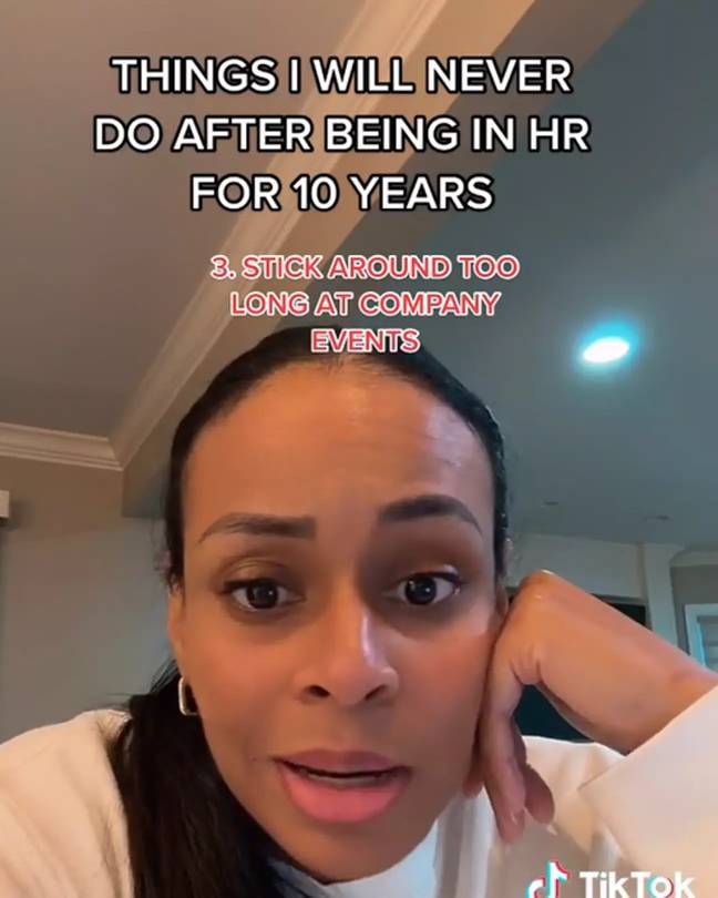 You won't catch Valerie at work parties for too long, either. Credit: TikTok/@lavishvaal