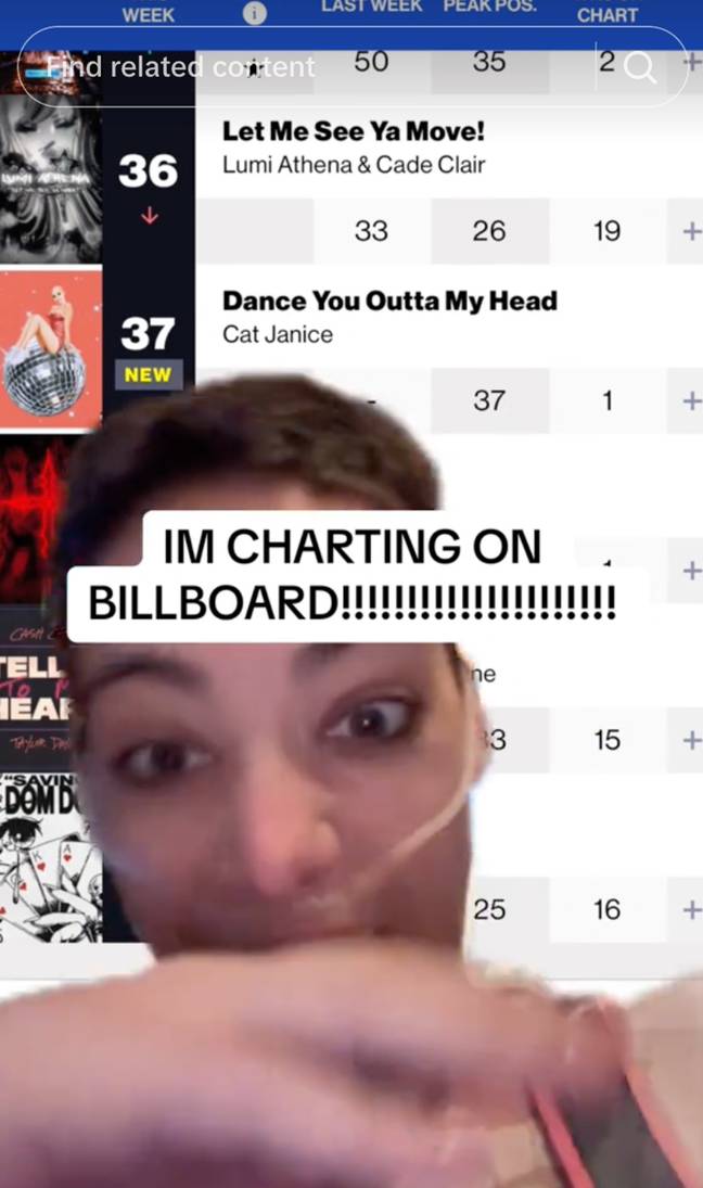 Cat Janice, 31, has shared her heartwarming reaction to hitting the charts after being diagnosed with terminal cancer. Credit: TikTok/@cat.janice
