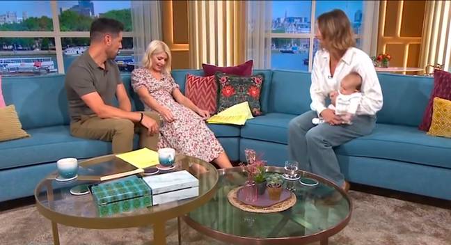 Holly Willoughby made sure her dress was clean after the incident. Credit: ITV